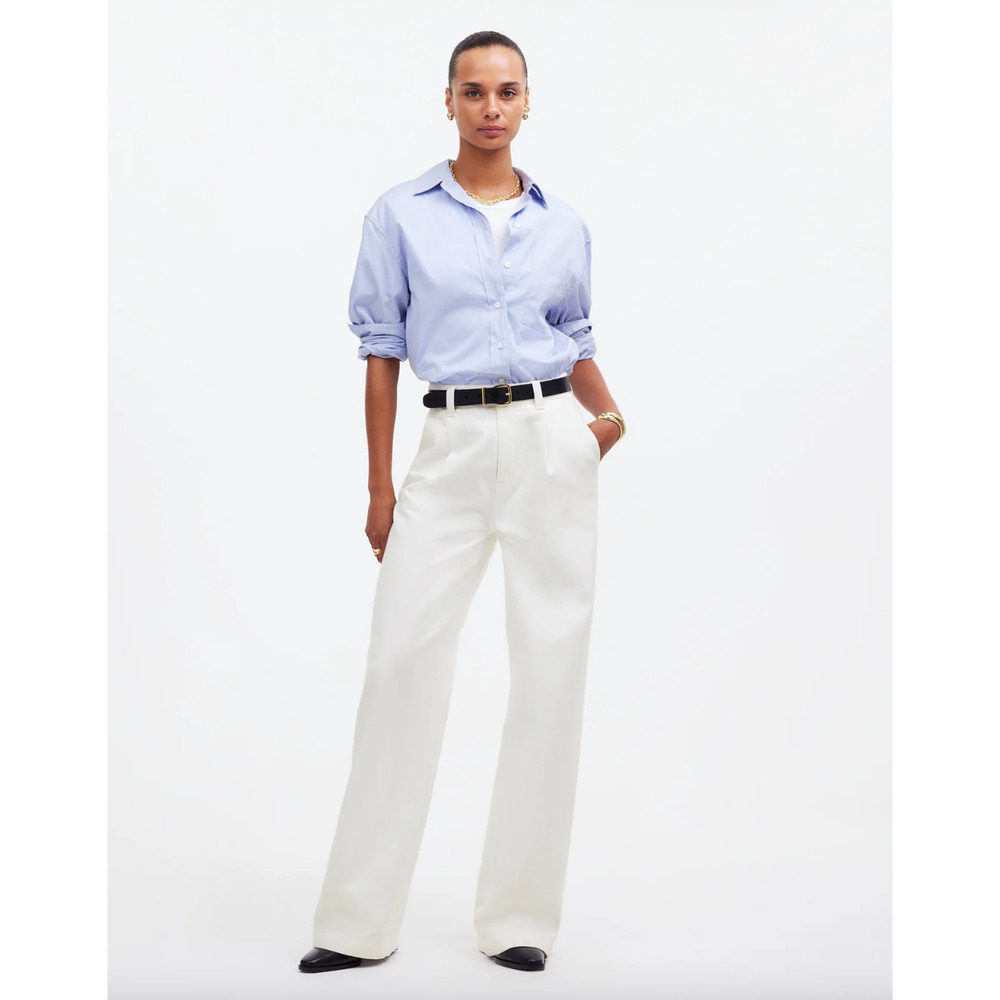 Madewell The Harlow Wide Leg Jean Airy Denim Baggy White High Waist US 33 NWT